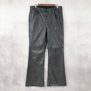 Gap Womens 70s Flare Faux Leather Pants Size 14 High Rise Rocker Street‎ Grunge